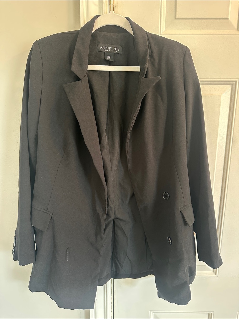Rachel Zoe Black Double-Breasted Blazer with Notched Lapel